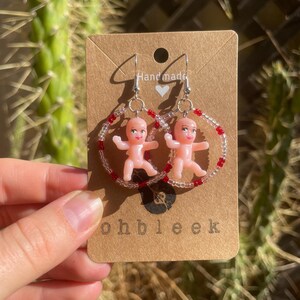 KEWPIE BABY Plastic Charm Handmade Earrings