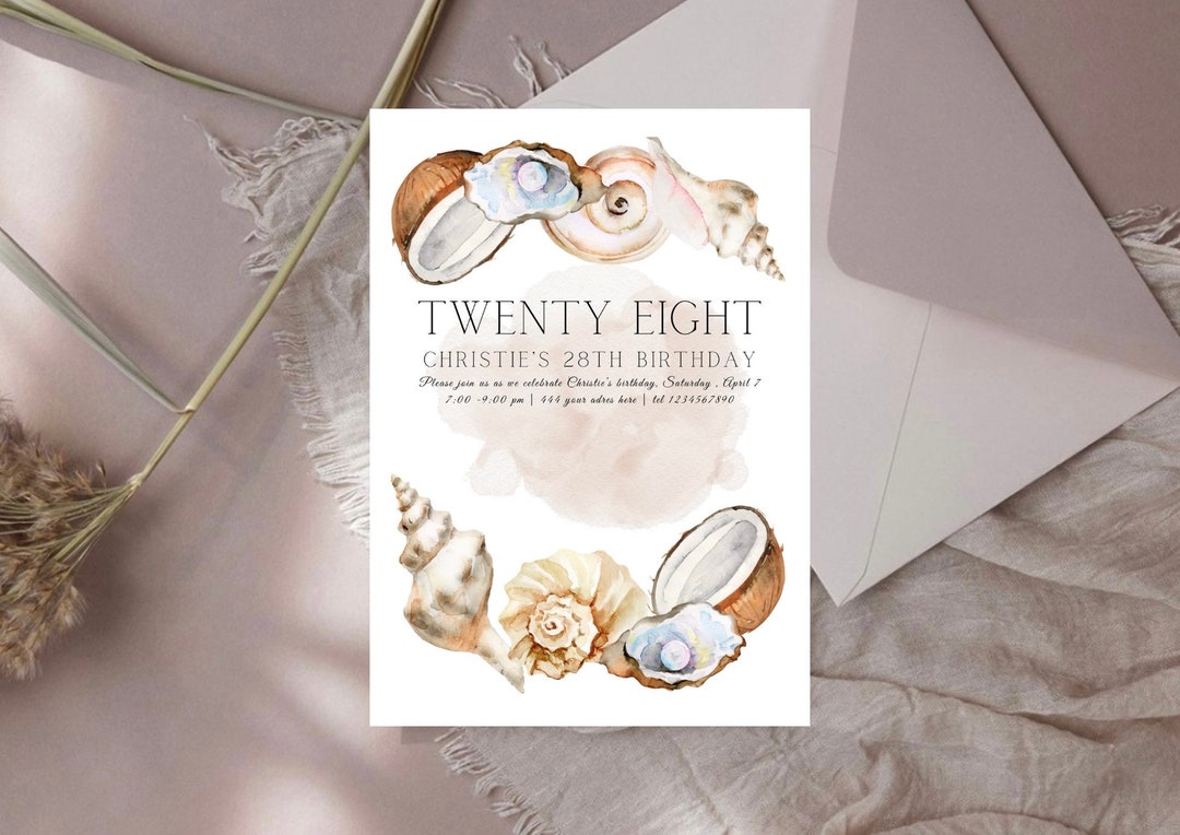 Shell For Invitation Editable Birthday Invitation Template in the Shells Theme. Birthday ...