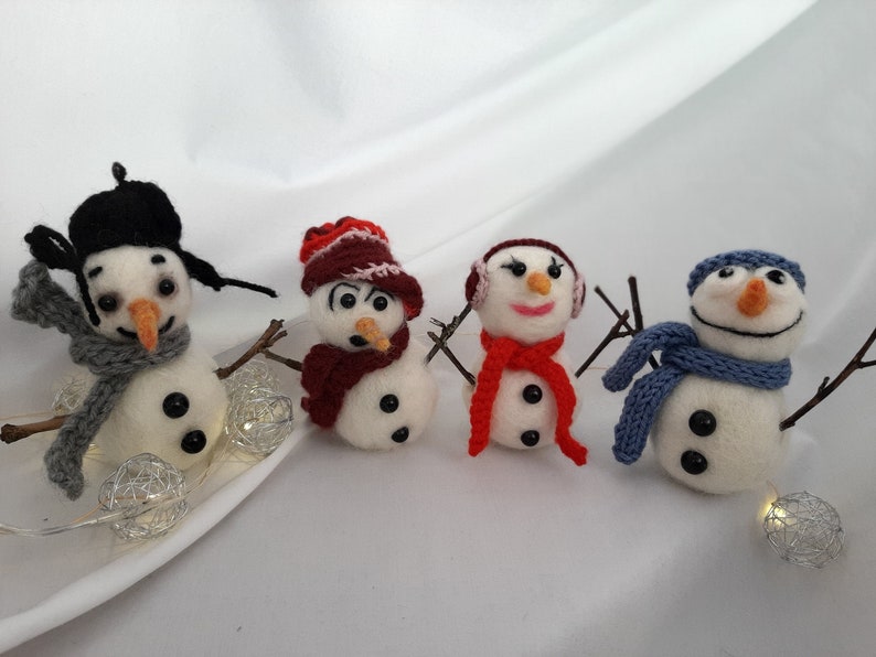 Snowman with hat and scarf christmas decoration cute snowman snowman needle felt snowman