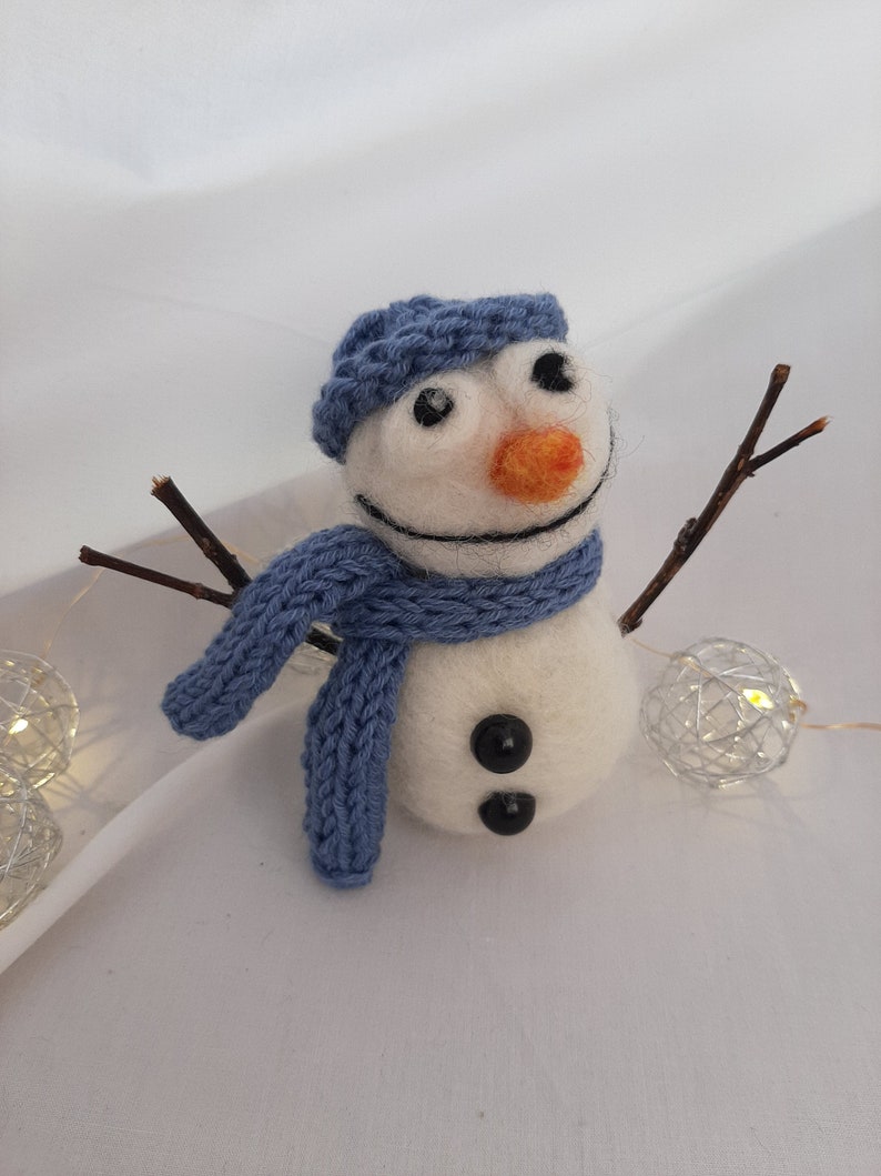 Snowman with hat and scarf christmas decoration cute snowman snowman needle felt snowman