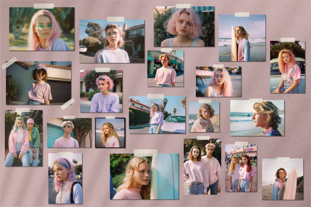 Digital Pink Aesthetic Wall Art Set of 20 California in Pink Etsy