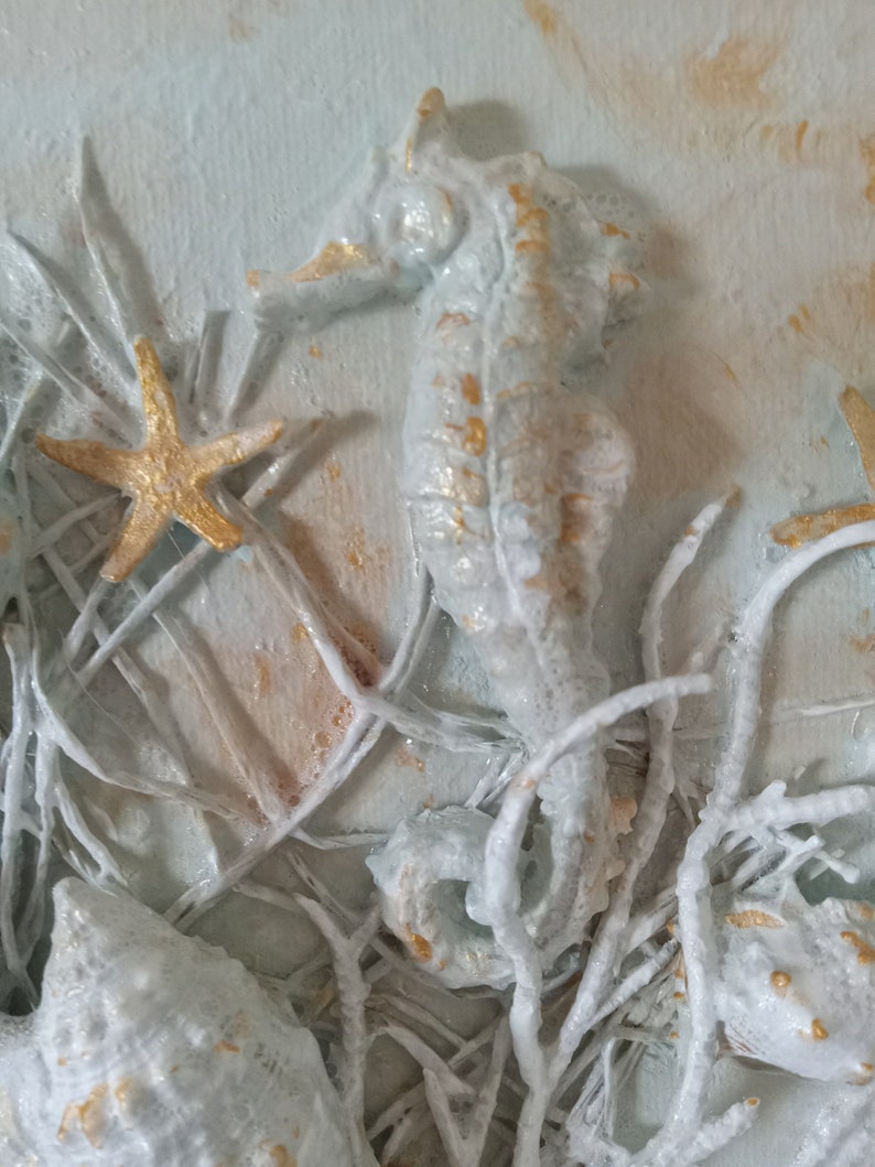 Modern Unique Seashell Coastal Art Wall Hanging, Handmade 12X 12 Beach ...