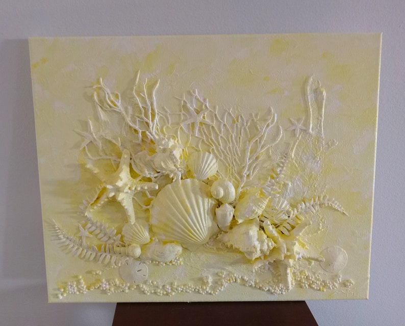Modern Seashell Art, Coastal Wall Hanging, Handmade 20X 16 Beach Art - Etsy