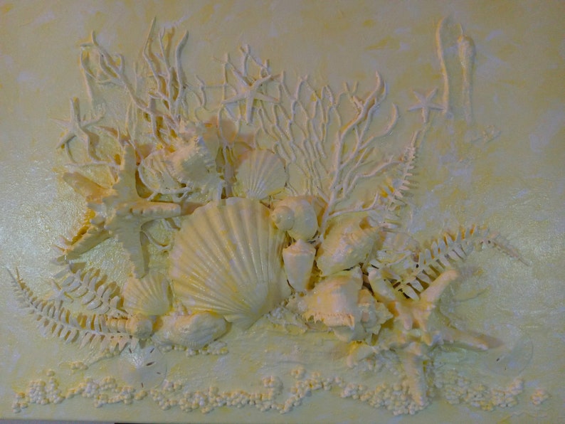 Modern Seashell Art, Coastal Wall Hanging, Handmade 20X 16 Beach Art - Etsy