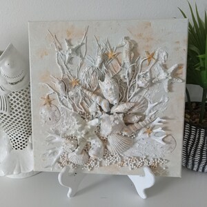 Modern Unique Seashell Coastal Art Wall Hanging, Handmade 12X 12 Beach ...