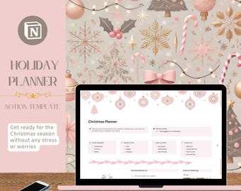 Organiseer je vakantie met deze digitale Notion Christmas Planner| Notion-omslagen en -pictogrammen