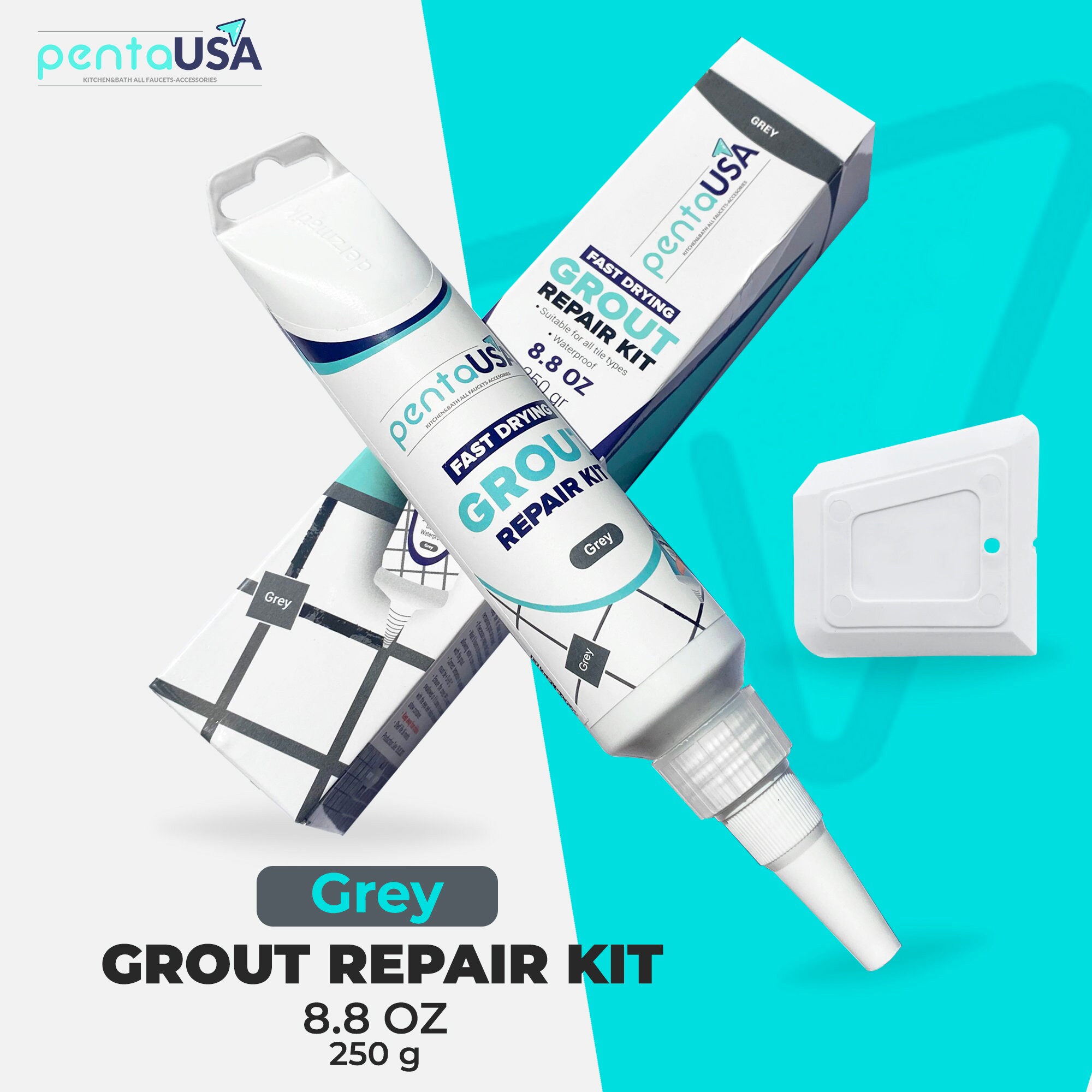 PentaUSA Tile Grout Repairs Renews - 8.8 oz Beige Grout Filler Tube, Fast  Drying Grout Repair Kit, Heavy-Duty Grout - Restore and Renew Grouts