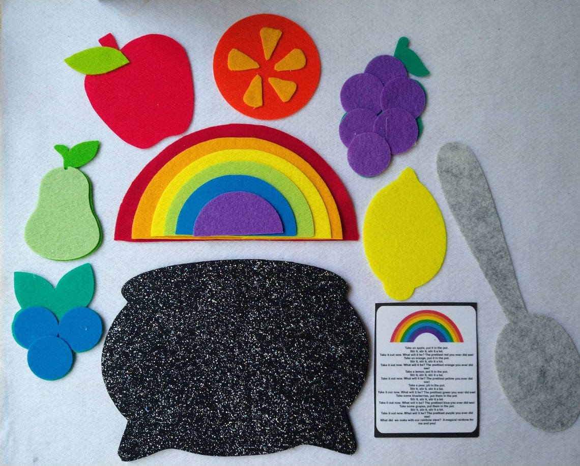 Rainbow Stew Felt Story Set Stories Flannel Board Activity Etsy
