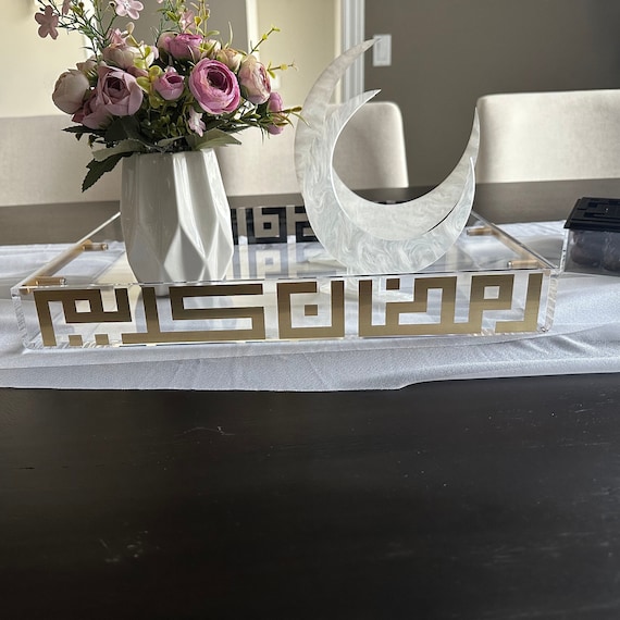 Ramadan Kareem Acrylic tray, Arabic Calligraphy Acrylic tray, Ramadan decor, Ramadan gift, Ramadan  tray, decorative tray