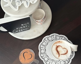 Plantilla de café, Plantilla de café acrílico, Plantillas reutilizables, Plantilla de café con leche, Decoración de café para bodas, Estación de café, Arte de café, Regalo para parejas