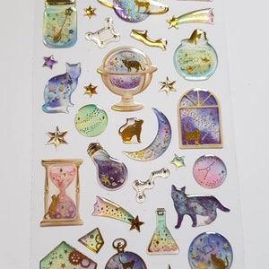 Stickers bulles chat céleste