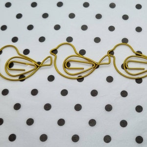 Gold Bird Paper Clips, Novelty Paper Clips, Set of 3