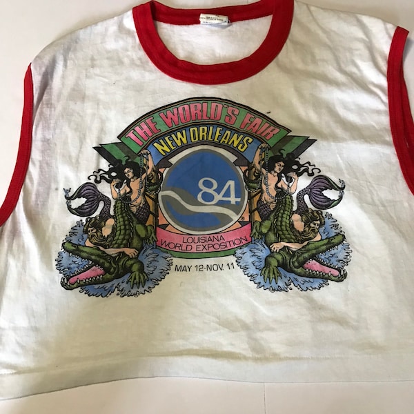 Vintage 1984 worlds fair new Orleans Crop top Shirt Size XL