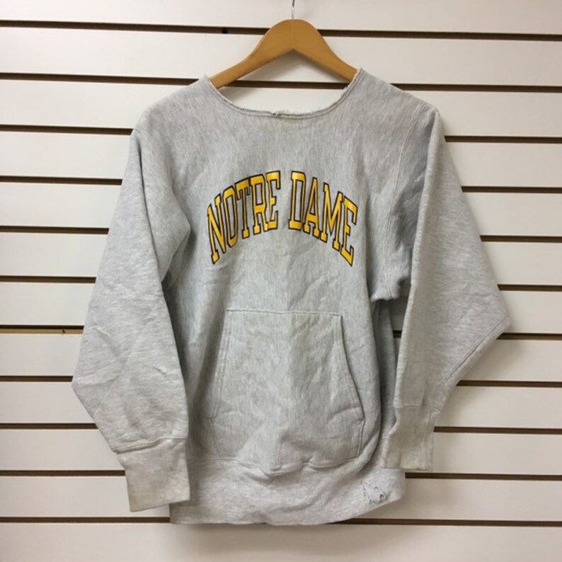 Vintage Notre Dame University Champion reverse weave Hoodie cropped Size medium 1990s