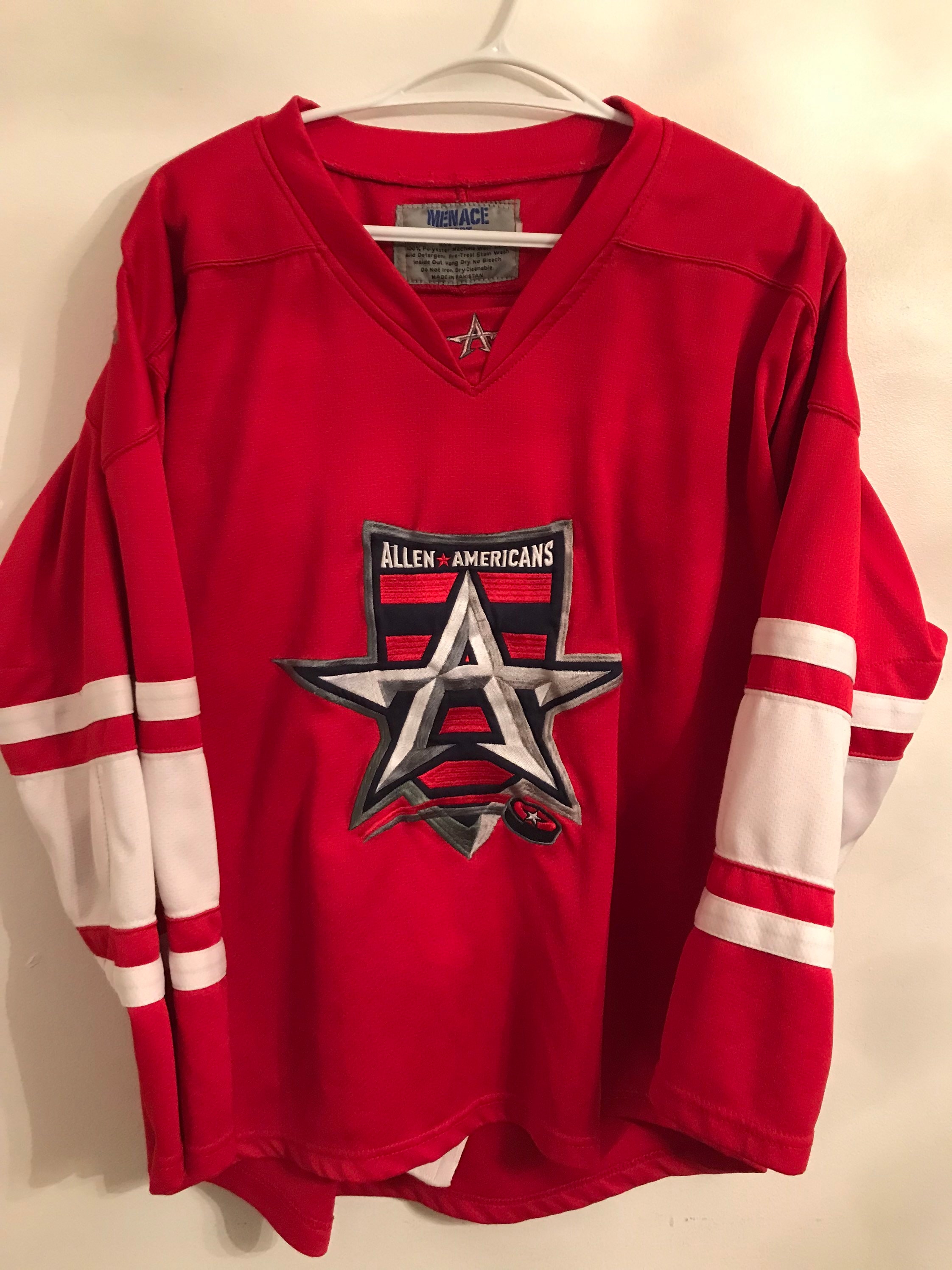 Vintage Chl Allen Americans Hockey Jersey Fight Strap Size -  Hong Kong