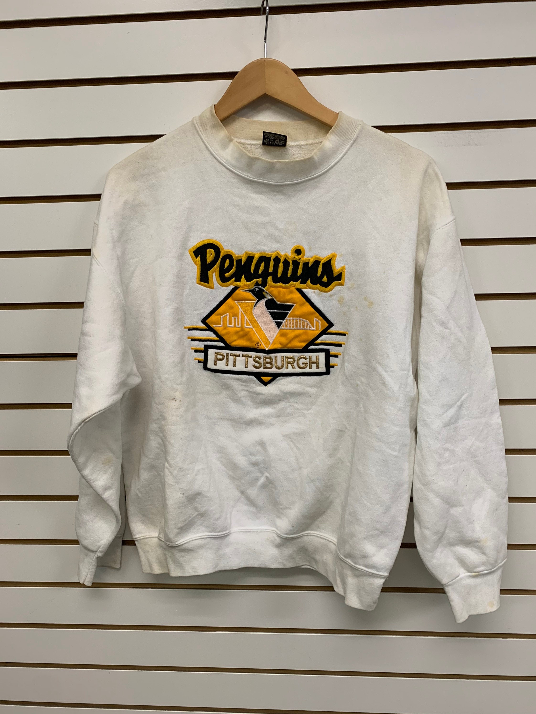 Vintage 90s Cotton Mix Black Hanes Pittsburgh Penguins Sweatshirt - Small–  Domno Vintage