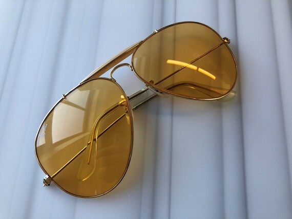 Vintage Ray Ban Aviator Sunglasses - Amber Lenses