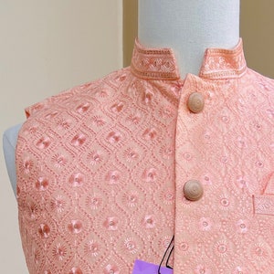 Peach 2025 waistcoat wedding