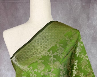 Mehndi Green Soft Silk Light Weight Dupatta with Gold Floral design | Indian Dupatta | Silk Dupatta | Stole | Scarf | Gift For Her| Kaash