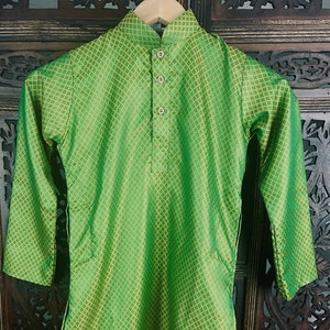 Boys Soft Silk Mehndi Green Green Kurta With White Cotton - Etsy