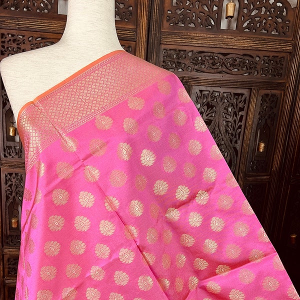Light Pink Banarasi Silk Designer Dupatta with Weaving  | Light Weight Dupatta  | Stole | Benarasi Dupatta | Gift For Her | Kaash Collection