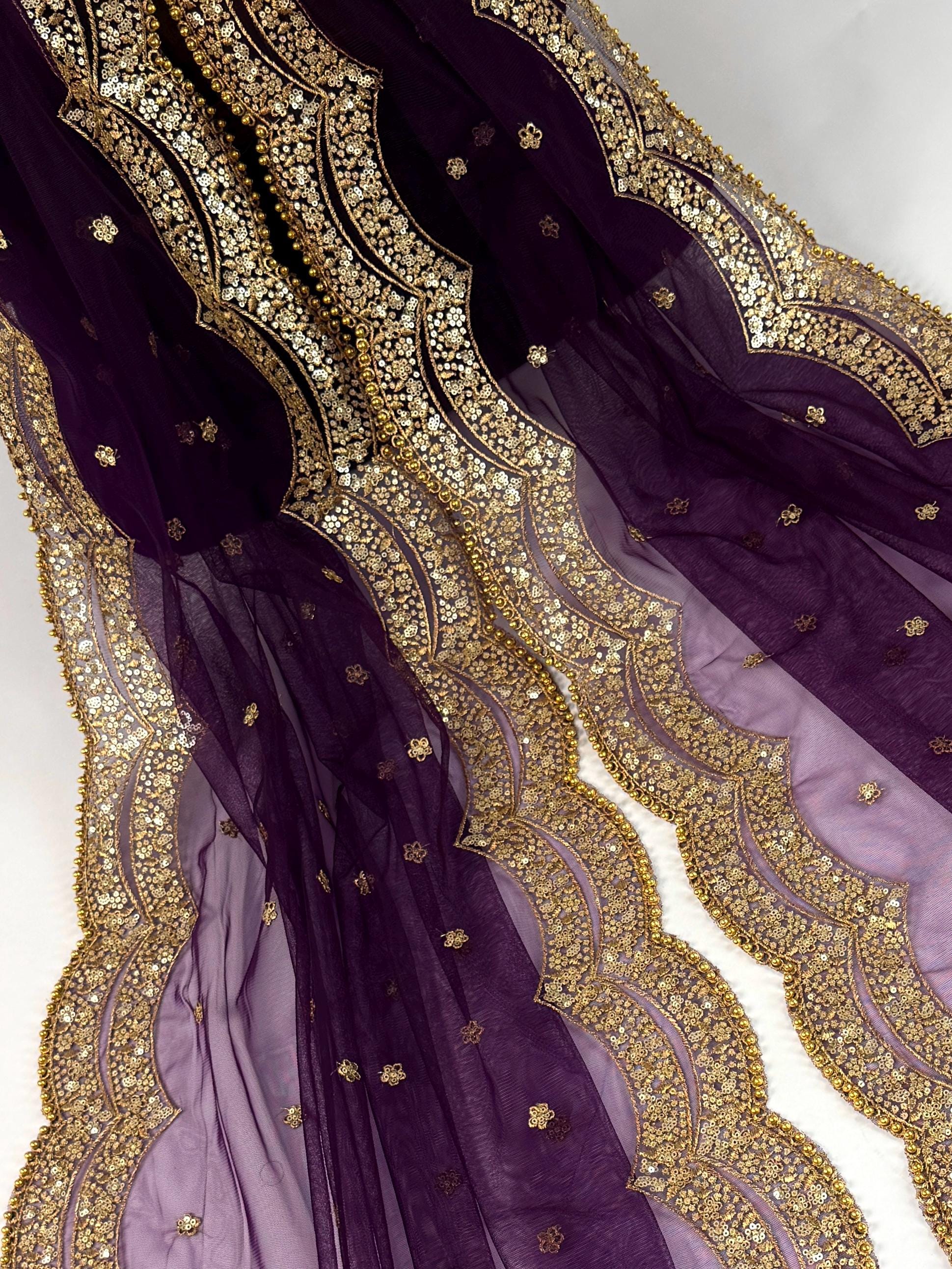 Purple and Gold Evening Gown