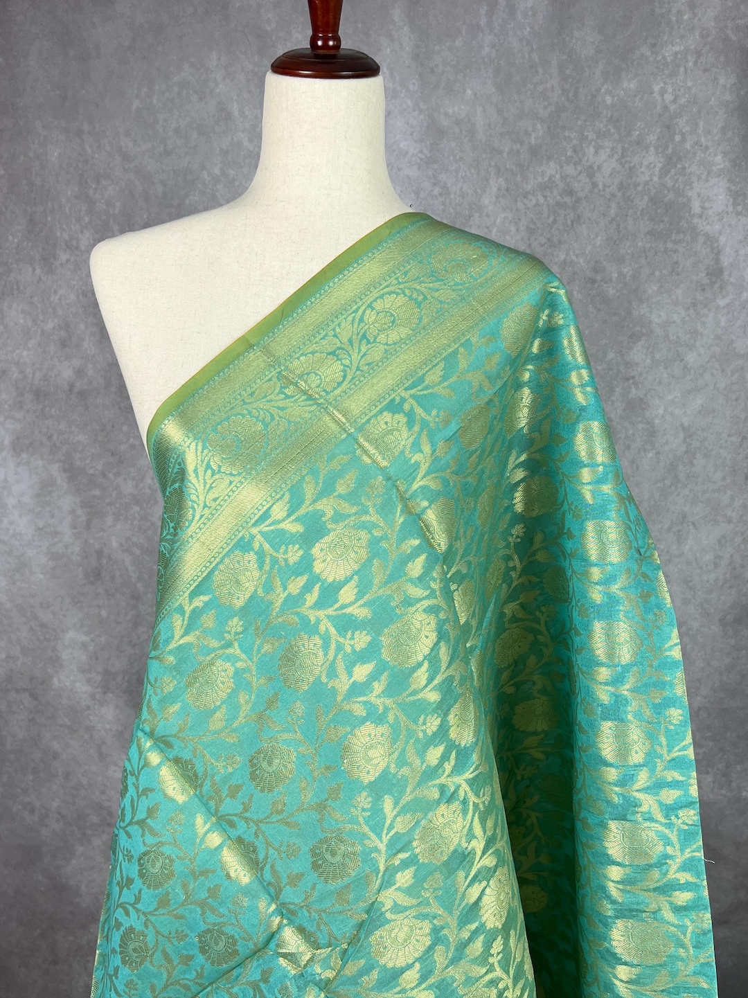 Blue - Banarasi Semi Silk Zari Jaal Dupatta with Tassels 11