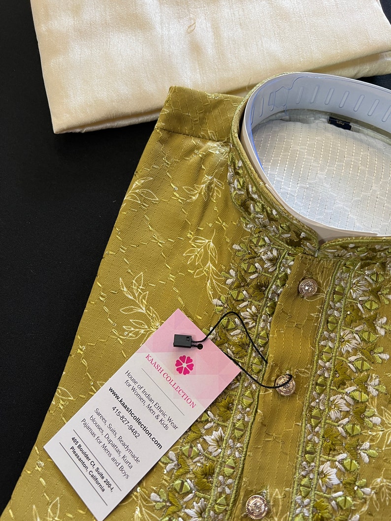 Mehandi green kurta set main image 0