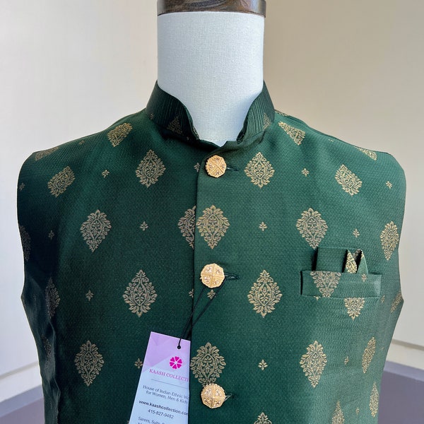 Size 44 Bottle Green Color Modi Nehru Jacket For Men | Waist Coat | Jacket for Kurta | Gift For Him | Wedding Kurta | Party Wear Kurta