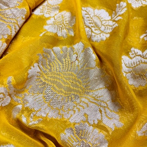 Yellow Pure Georgette Handloom Banarasi Saree - Gold Zari main image 1