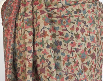 Chal de cachemira con tejido Kani de pashmina pura en color beige / Chal de cachemira con tejido Kani / Chal de cachemira floral / Estola de cachemira / Regalo de boda
