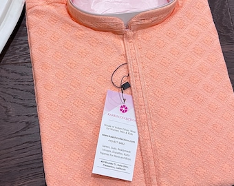 Peach Chikankari Kurta Pajama Set | Lucknowi Embroidery, Ethnic Menswear