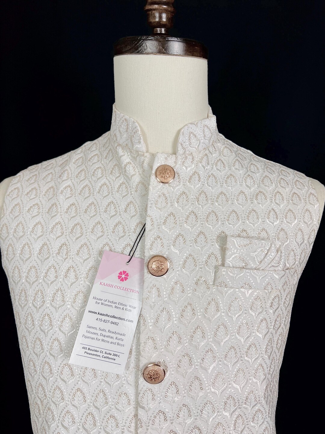 Men's Plain Chain Cotten White Jacket main image 1