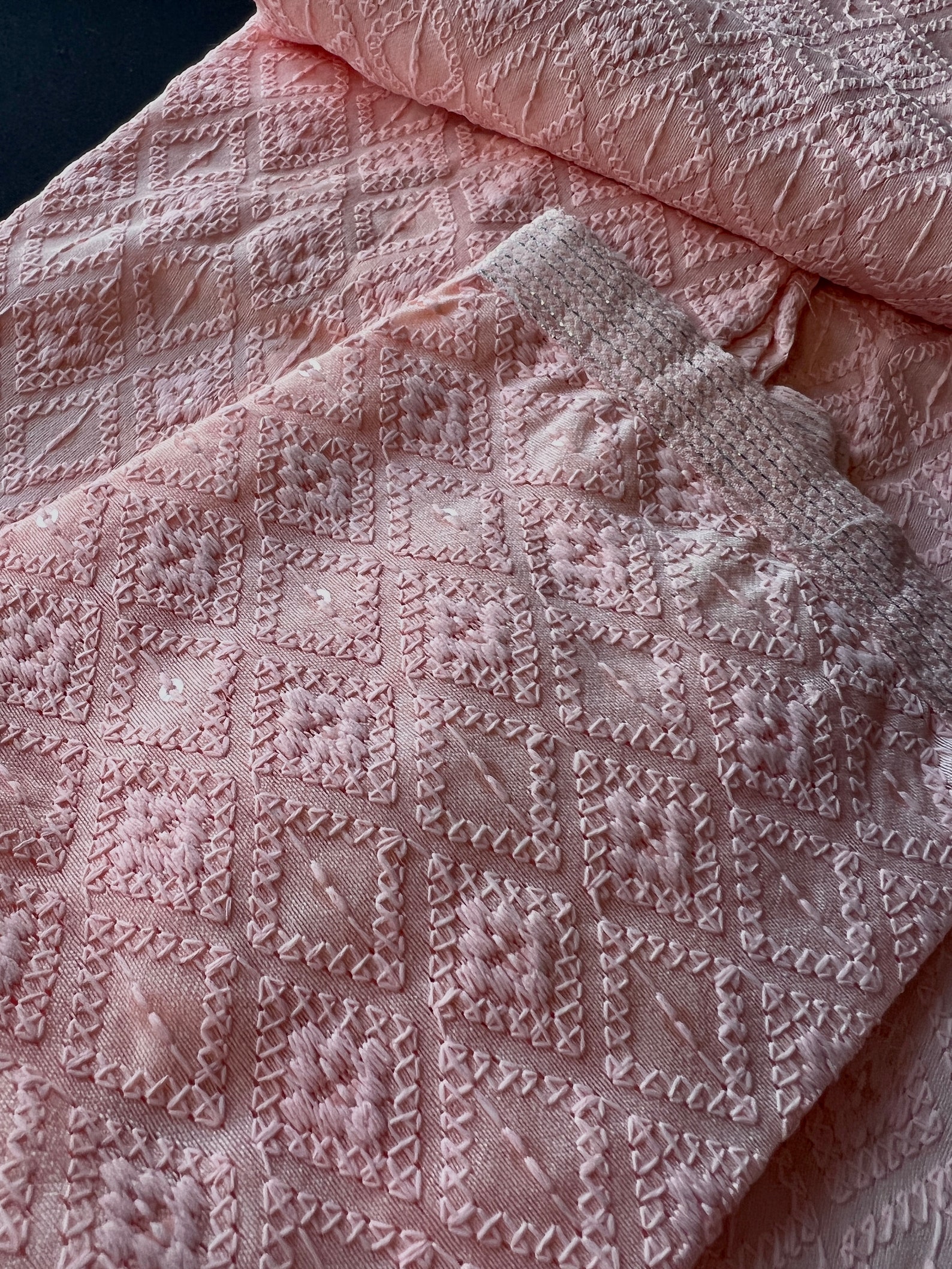 Coral Peach Chikankari Peplum Kurta