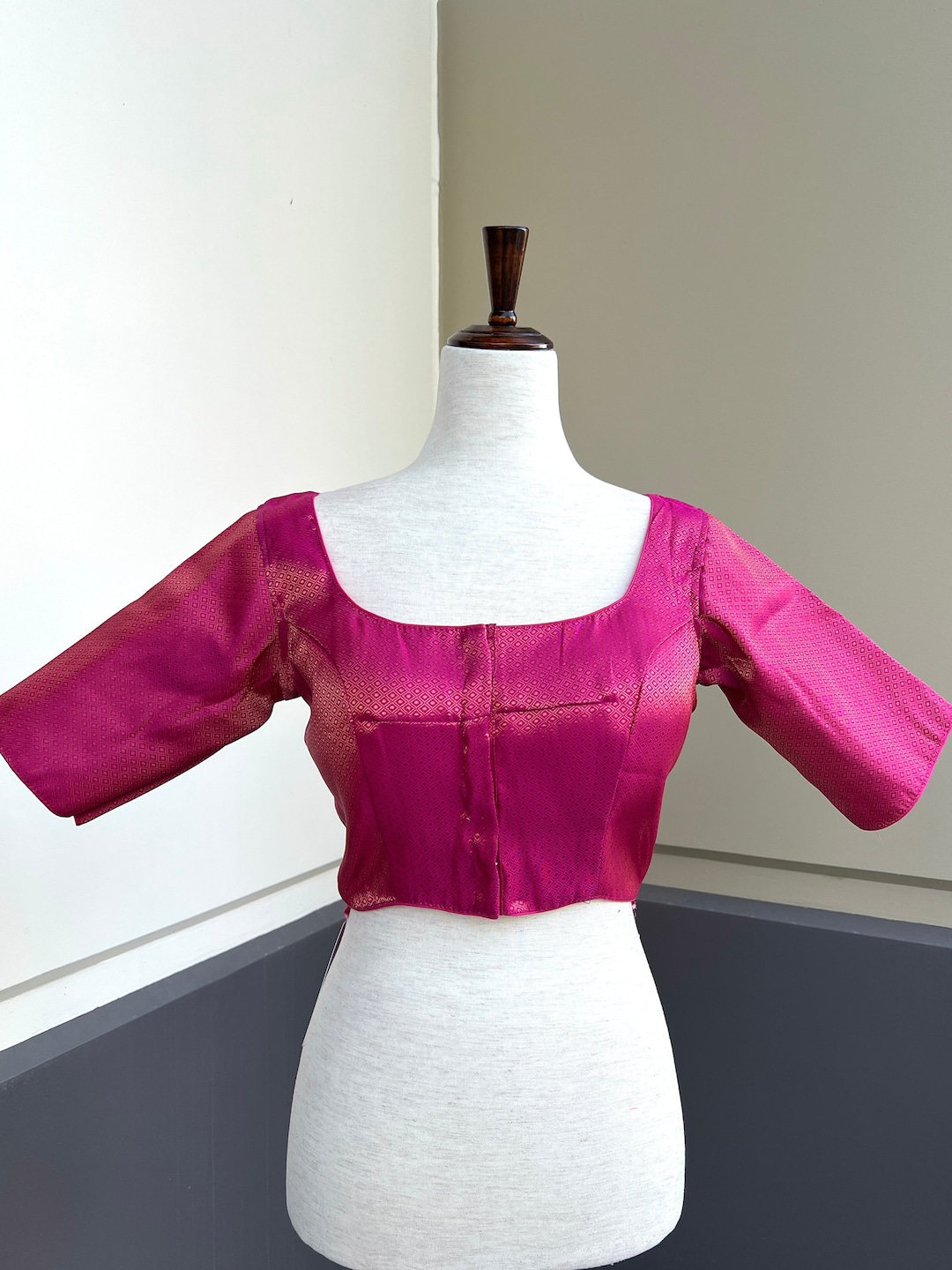 Pink Color Readymade Blouse With Small Gold Color Design in Brocade