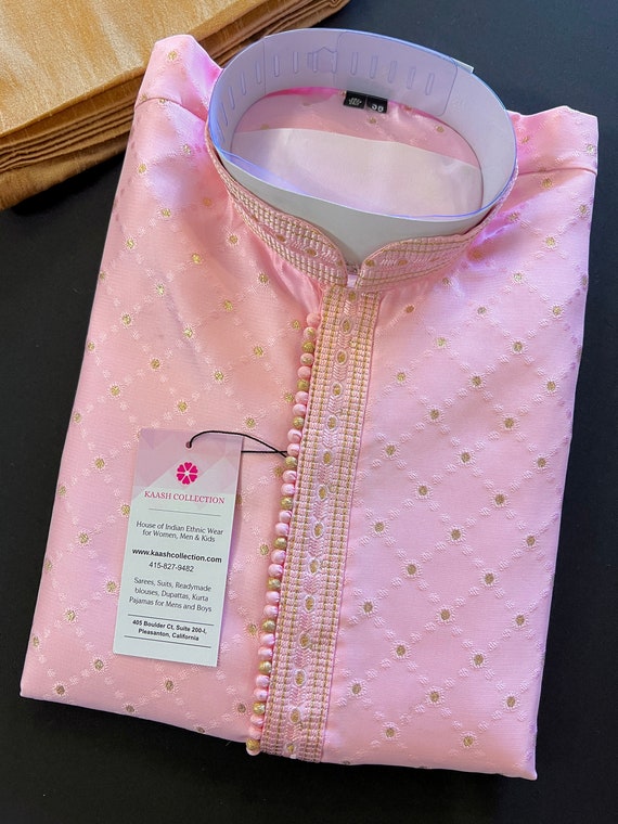 Size 38 Designer Premium Ice cream Pink Color Men Kurta Pajama Set for Men in Soft Silk Mens Ethnic Wear Indian Men Clothing Etsy Canada