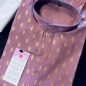 Lavender Color Premium Pure Cotton Kurta Pajama Set for Men with small Self design Buttis | Cotton Men Kurtas