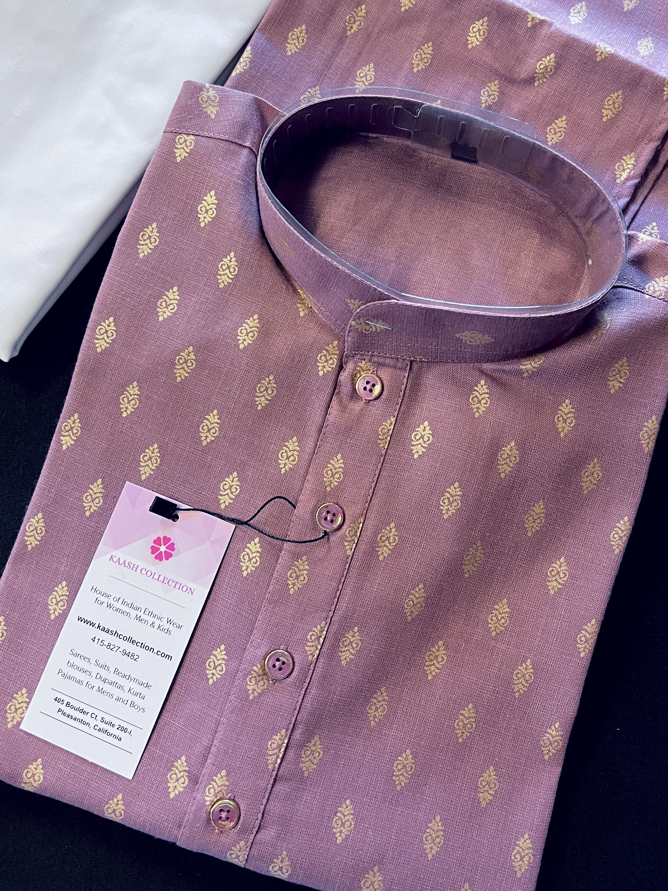 Blue - Lavender - Pochampally Ikat weave Cotton Men's Short Kurta