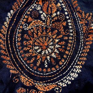 Navy Blue Color Bangalori Silk Saree with Hand Kantha Stitch | Handwoven Kantha Stitch Sarees | Kantha Saress | Silk Sarees | Bengal Sarees