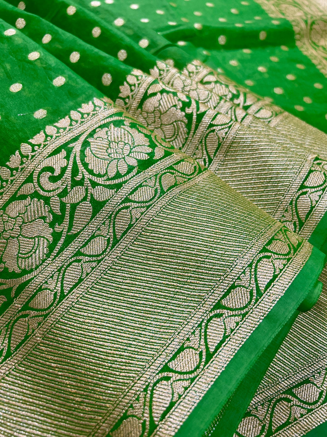 Parrot Green Color Banarasi Semi Georgette Silk Saree | Banarasi Saree ...