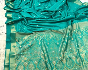 Rama Green Soft Satin Silk Light Weight Saree