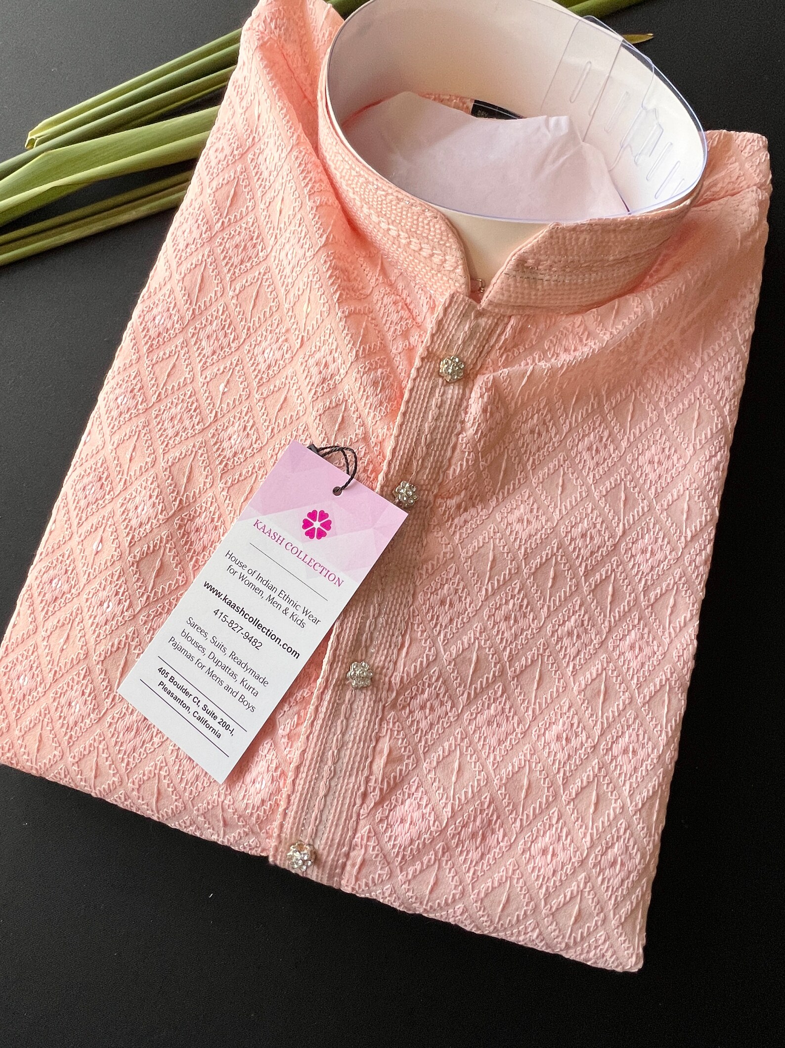 Jashn Peach Chikankari Kurta Set