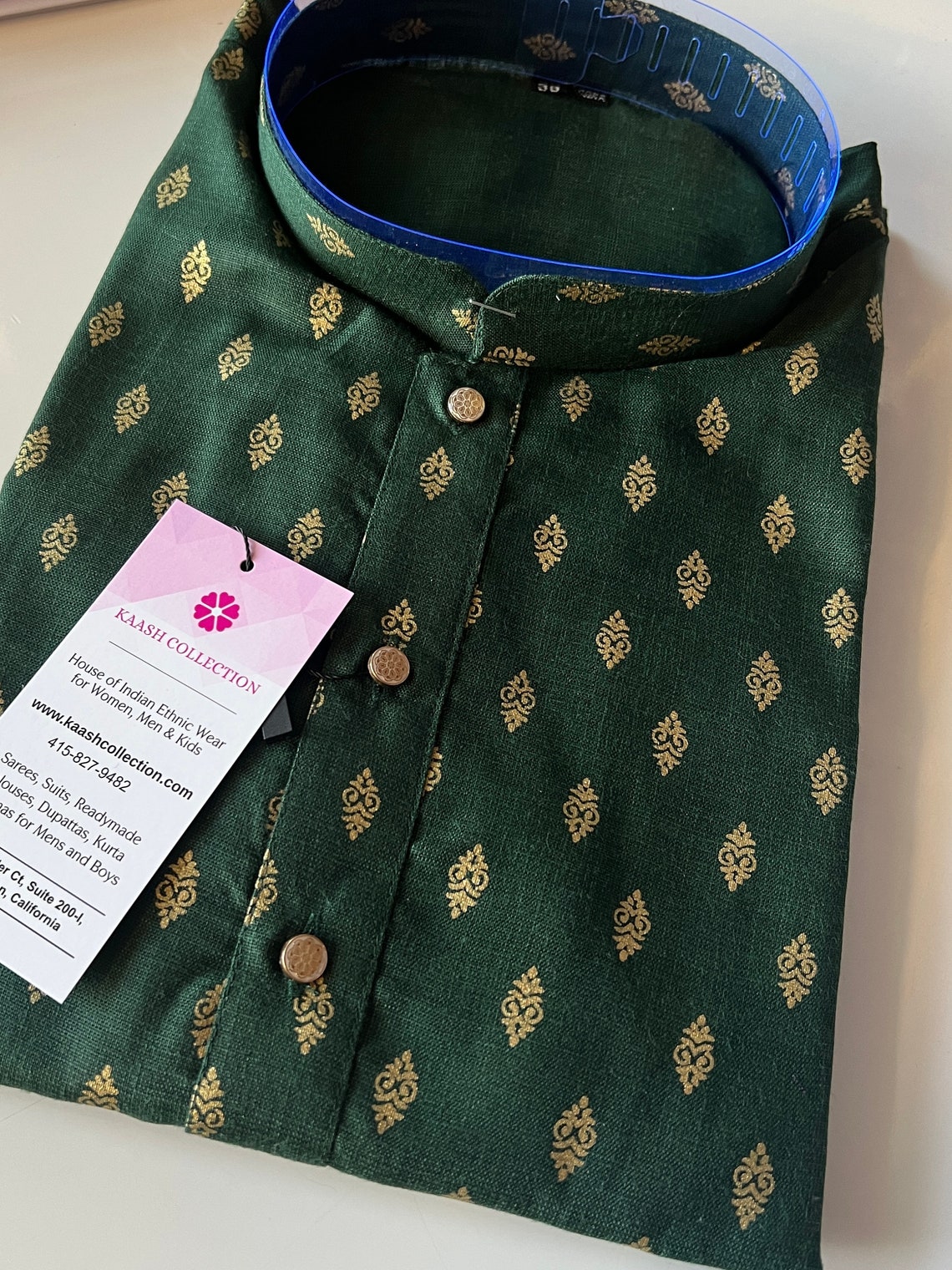 Green Colour Blocked Plus Size Winter kurta main image 0