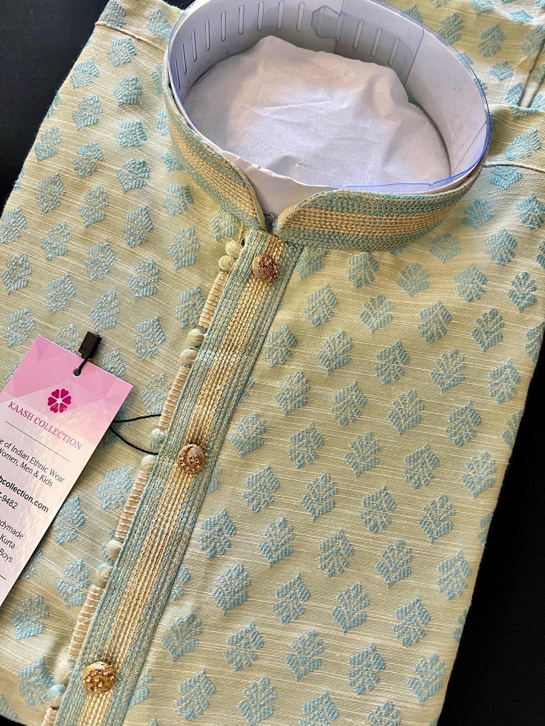 Beige Green With Ice Blue Men Kurta Pajama Pastel Color Kurta