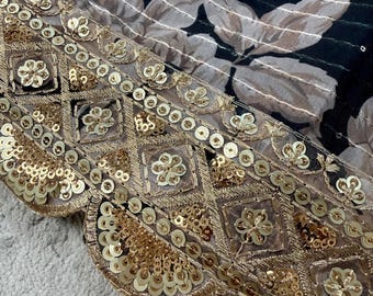 Black Soft Organza Party Wear Saree with Floral Digital Prints with Sequence and Zari Work