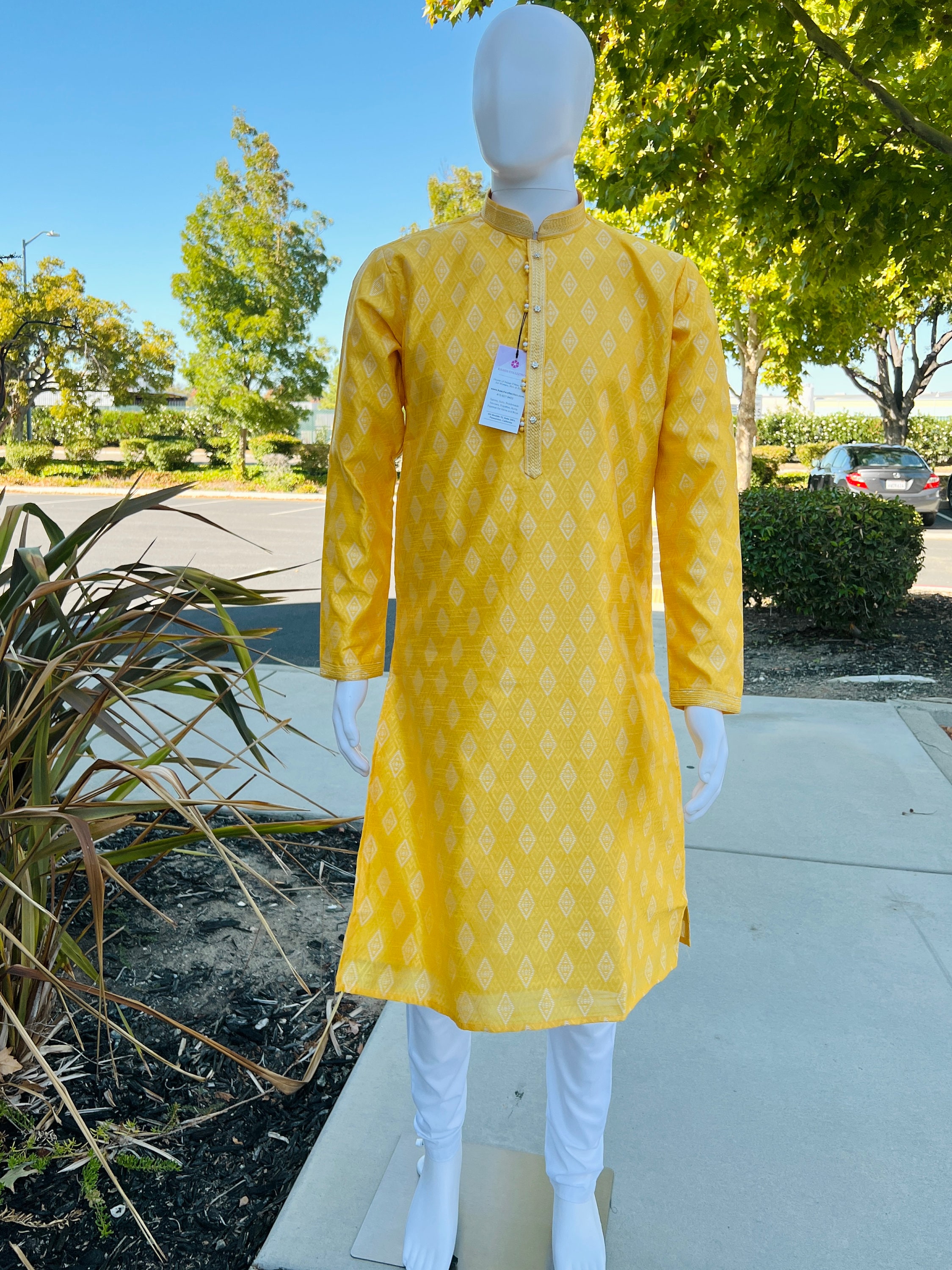 Yellow Color Silk Men Kurta Pajama With Weave Work Designer - Etsy