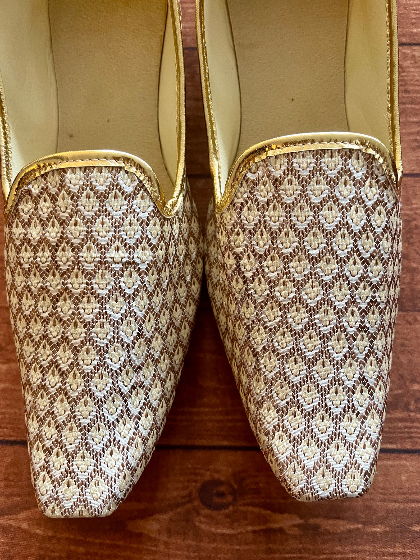 Gold Brocade Mojari Shoes for Men D.No.1010