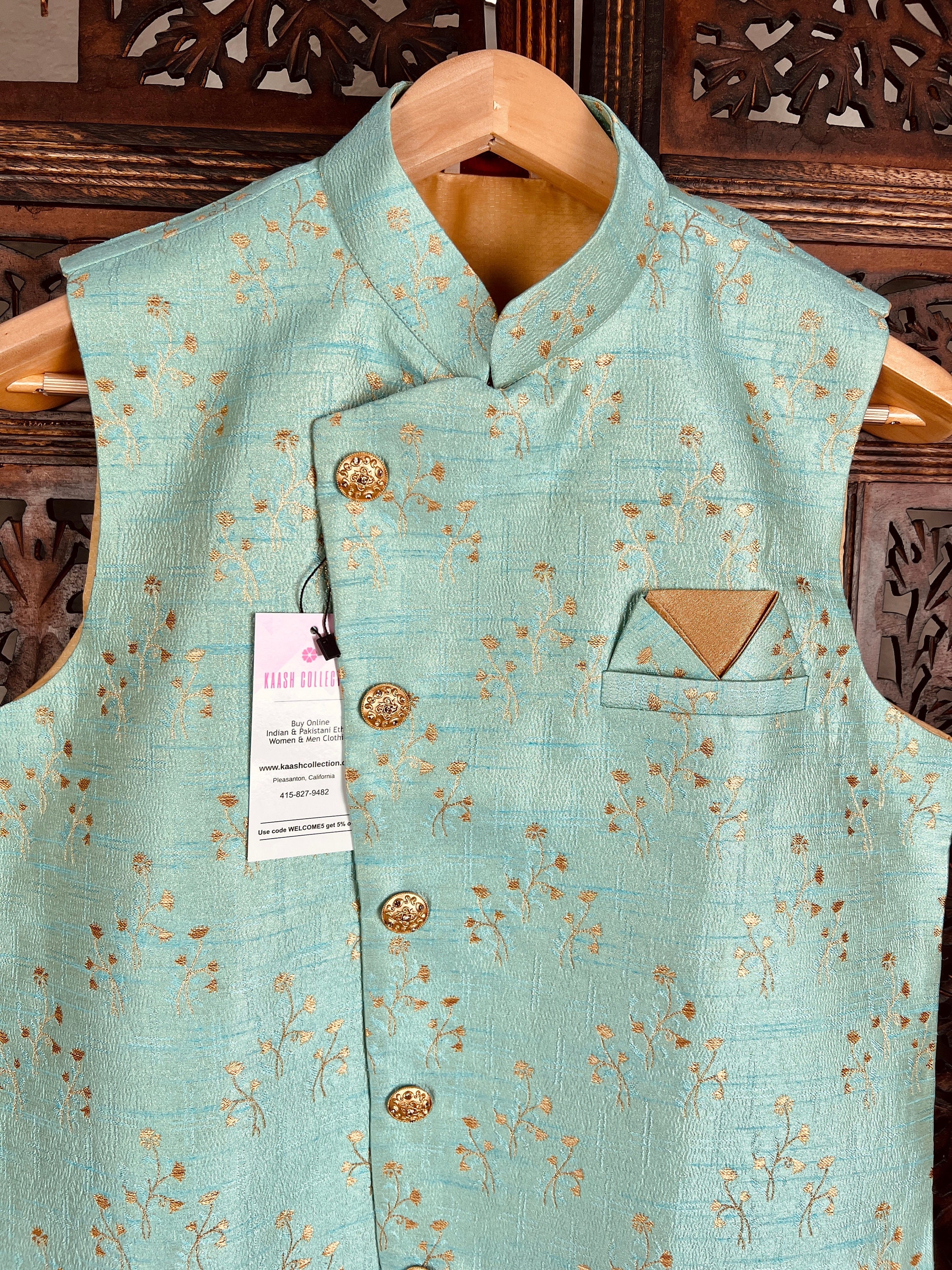 Sea green nehru best sale jacket