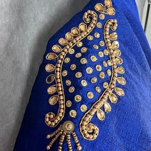 Royal Blue Silk Ready to Wear Blouse Handwork Blouses - Etsy