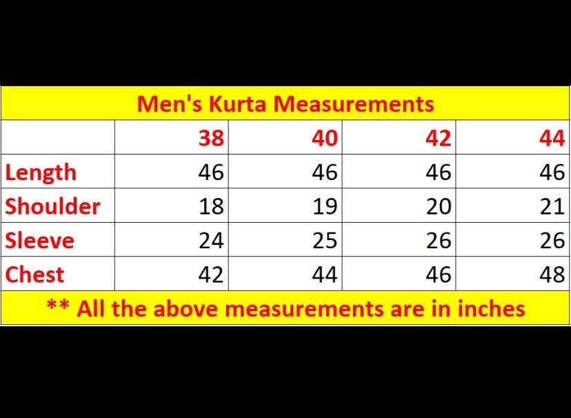 Kurta size 38 clearance means